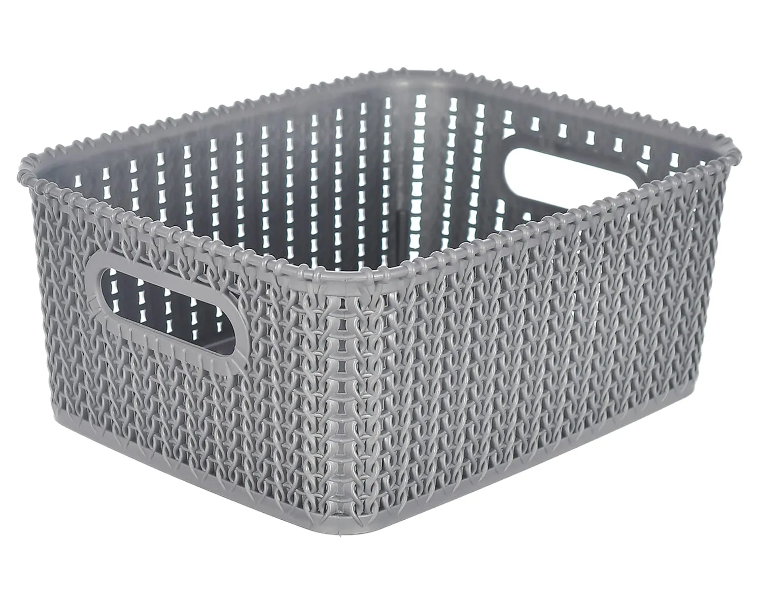 Heart Home Multiuses Large M 20 Plastic Basket/Organizer with Lid (Grey) -46KHH069, Standard