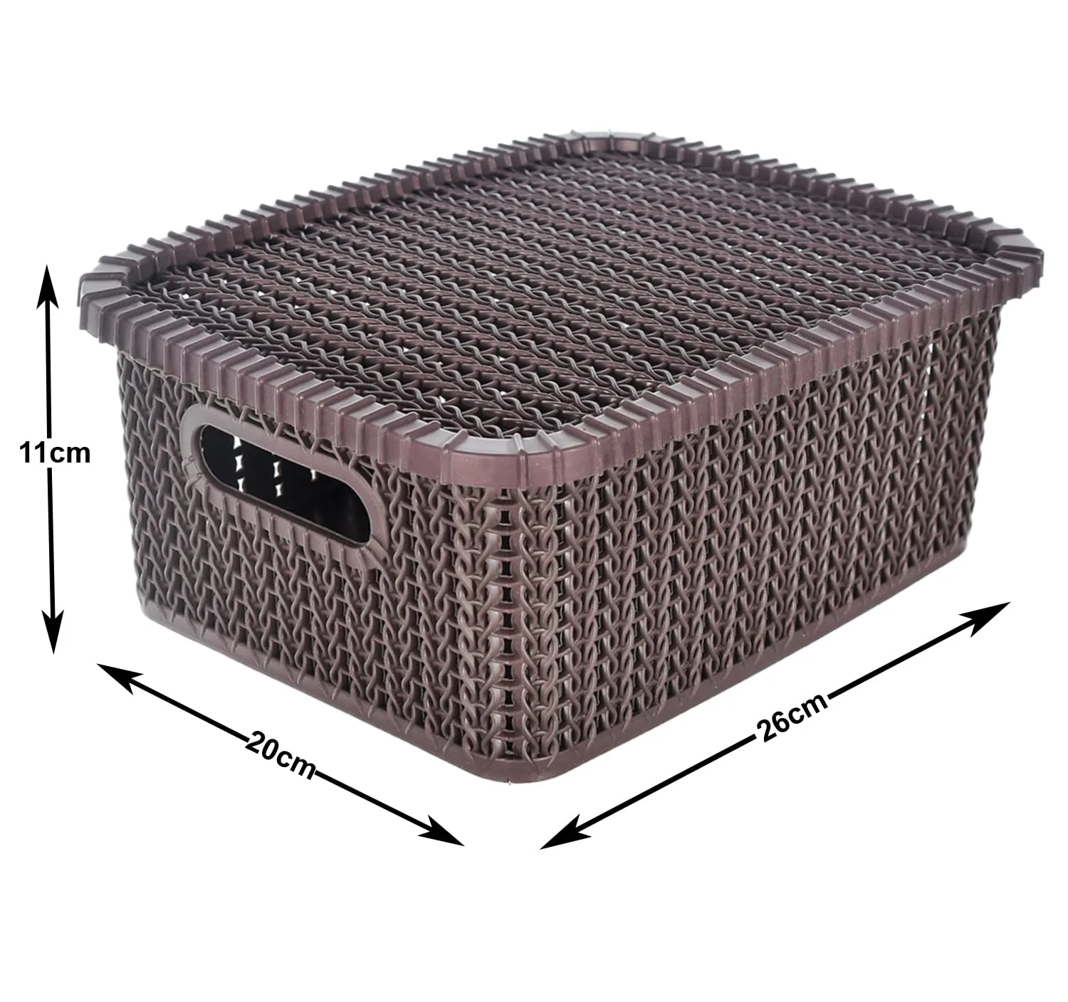 Heart Home Multiuses Large M 20 Plastic Basket/Organizer With Lid- Pack of 2 (Grey & Brown) -46HH077