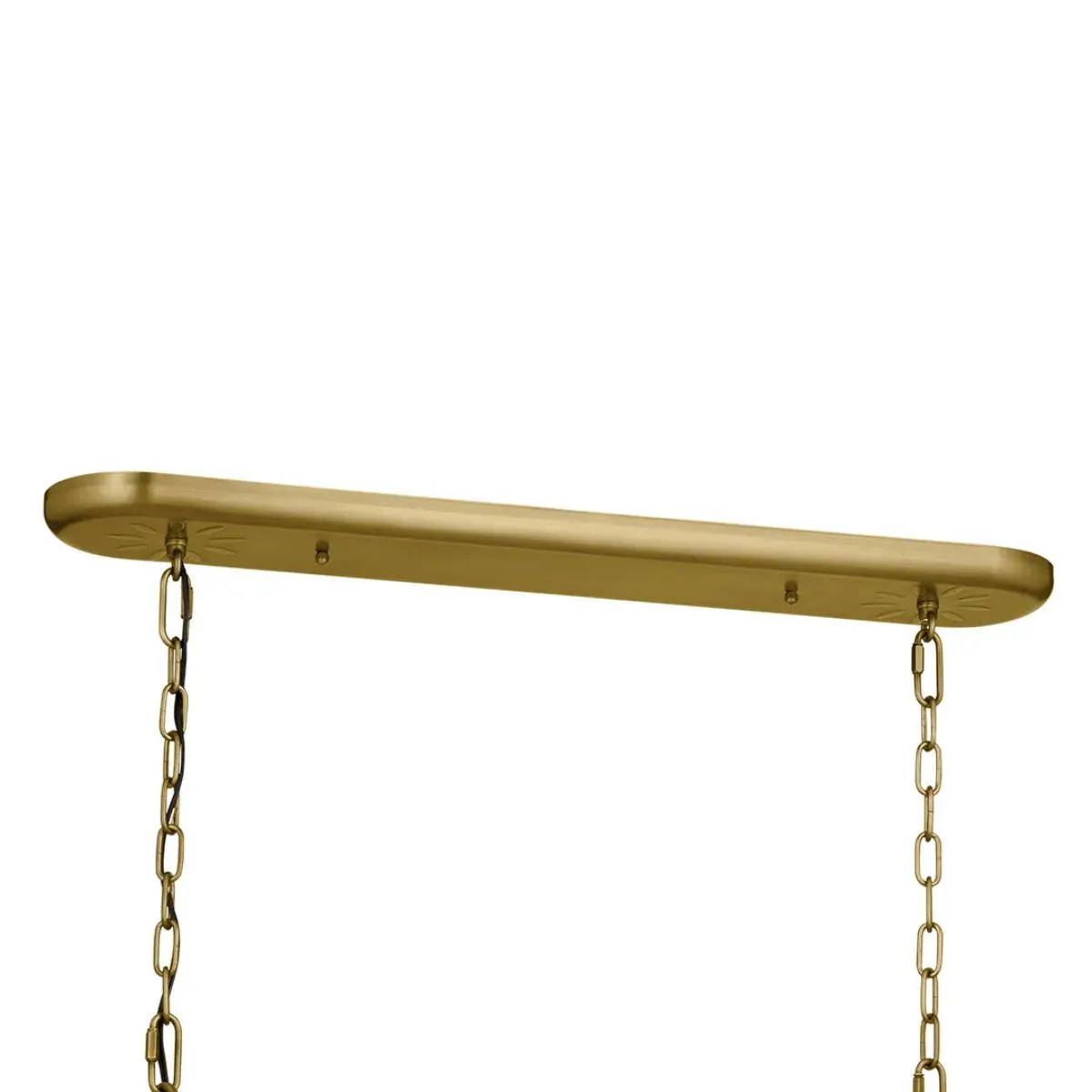 Heddle 43" 8-Light Linear Chandelier with Fabric drum shade, Brass and black Finish