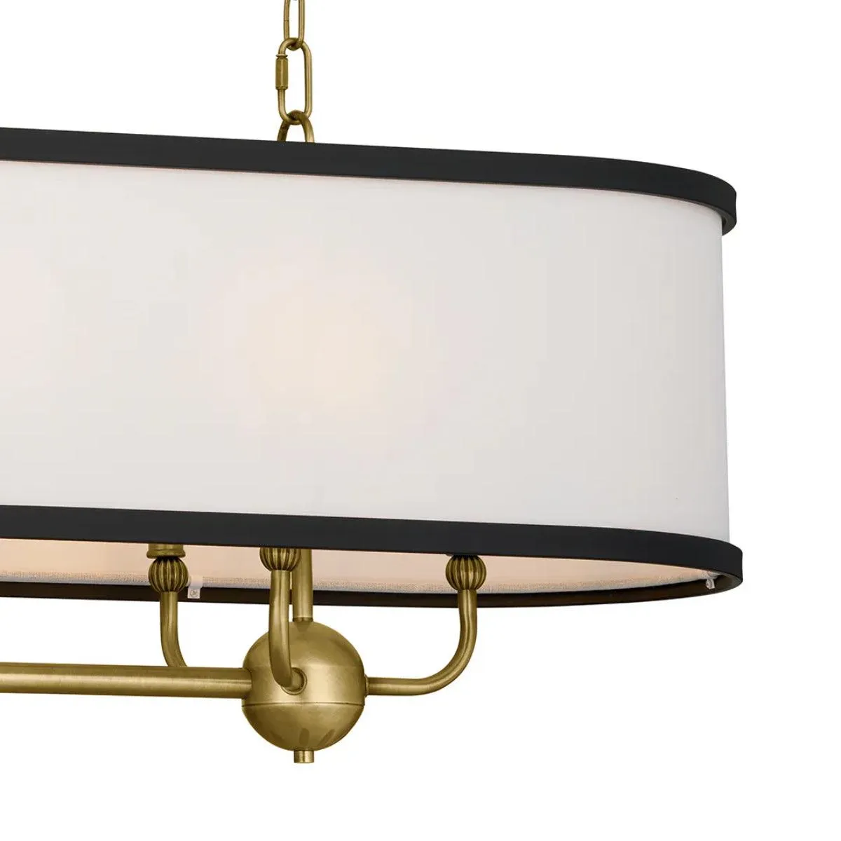 Heddle 43" 8-Light Linear Chandelier with Fabric drum shade, Brass and black Finish