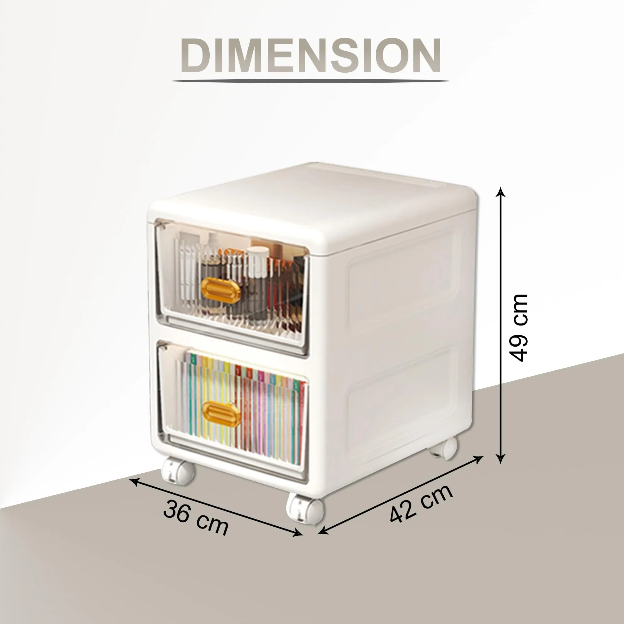 Kuber Industries (Set of 3) 2-Layer Small Plastic Cabinet For Storage with 360 degree Wheels -Bed Side Storage Organiser & Chest Of Drawers For Bedroom