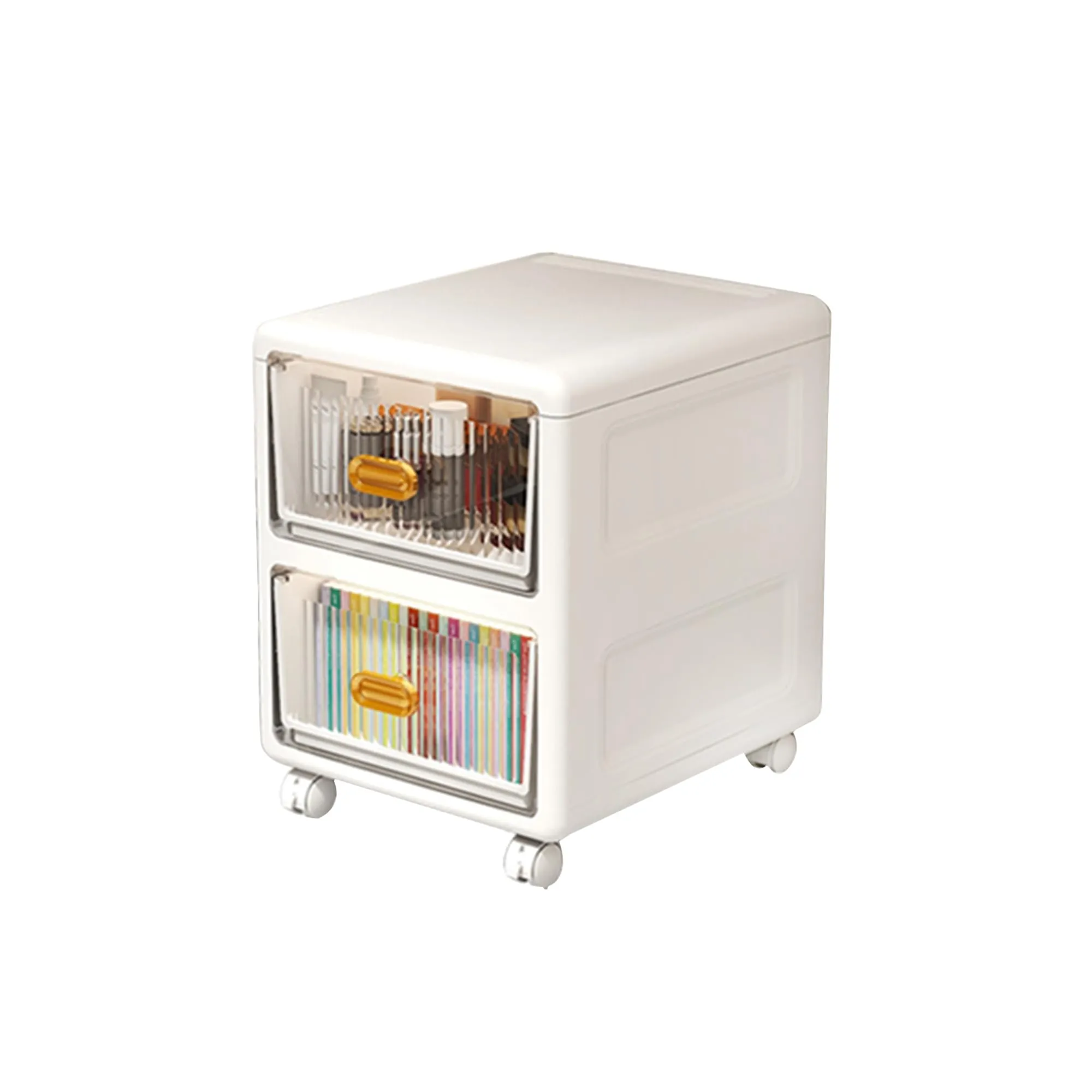 Kuber Industries (Set of 3) 2-Layer Small Plastic Cabinet For Storage with 360 degree Wheels -Bed Side Storage Organiser & Chest Of Drawers For Bedroom