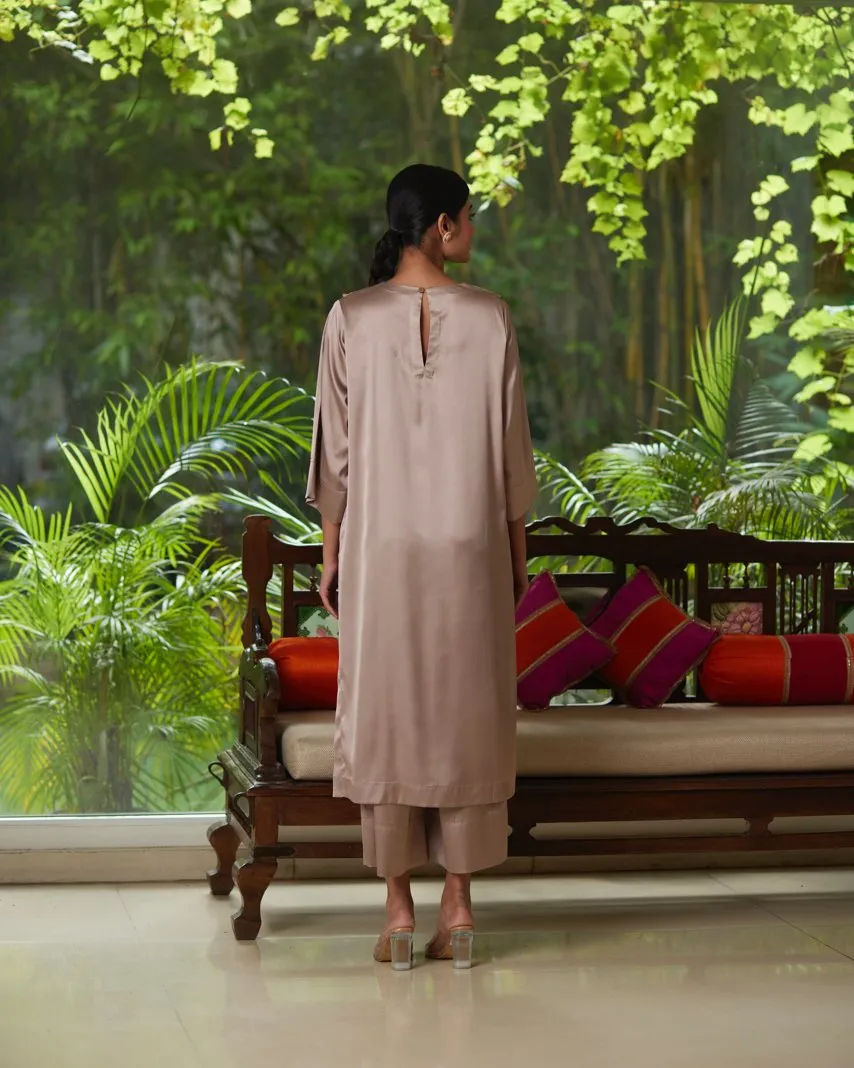 Kurta Set - Taupe/Gold