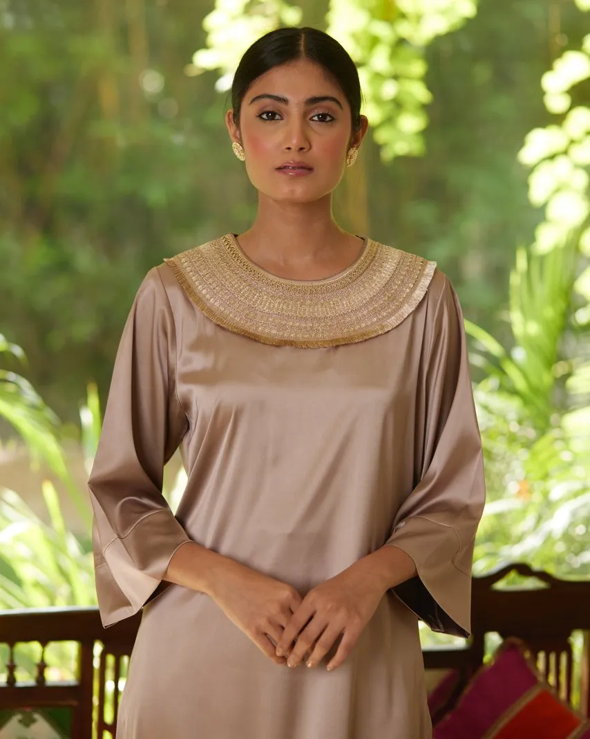 Kurta Set - Taupe/Gold