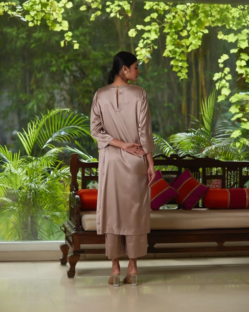 Kurta Set - Taupe/Gold