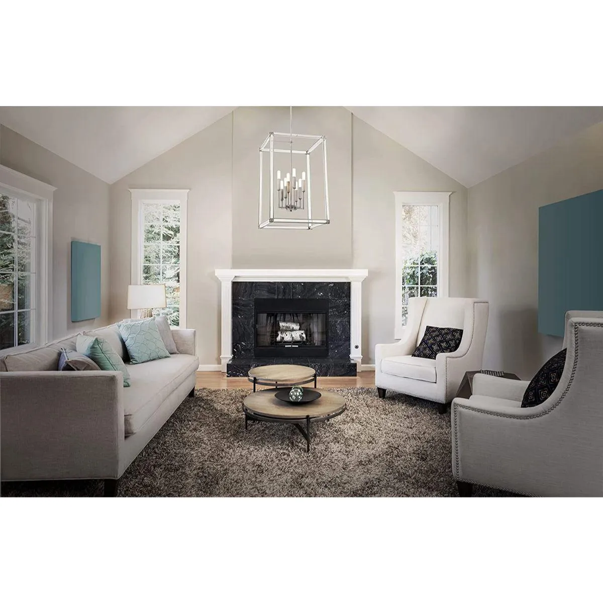 Langen Square 18 in. 8 Lights Pendant Light Antique Nickel Finish