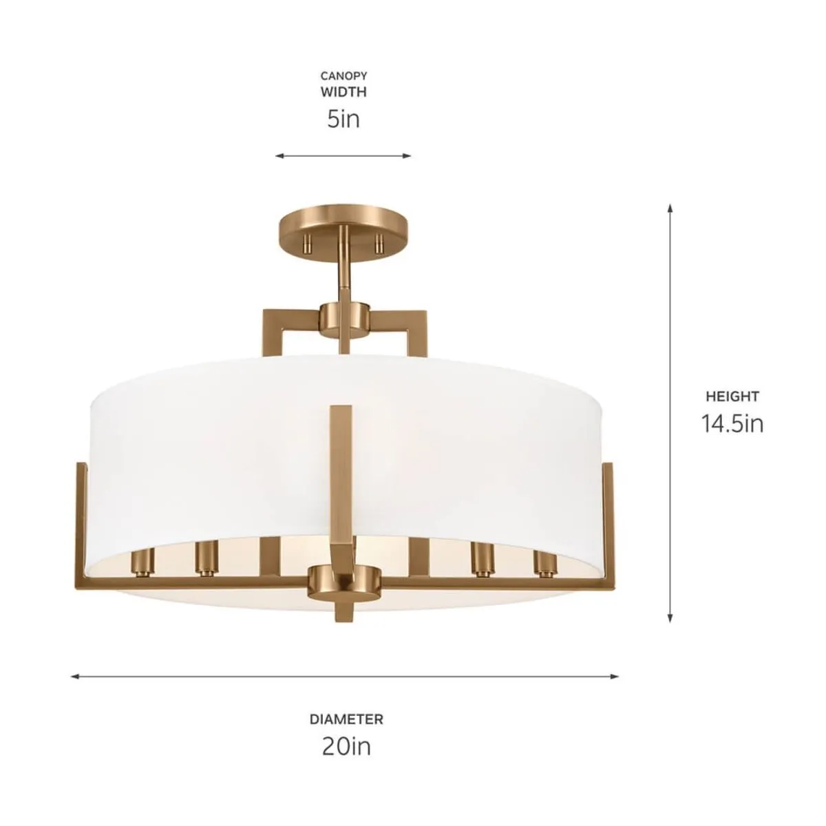 Malen 20 in. 8 Lights Semi-flush Mount Light Champagne Bronze Finish