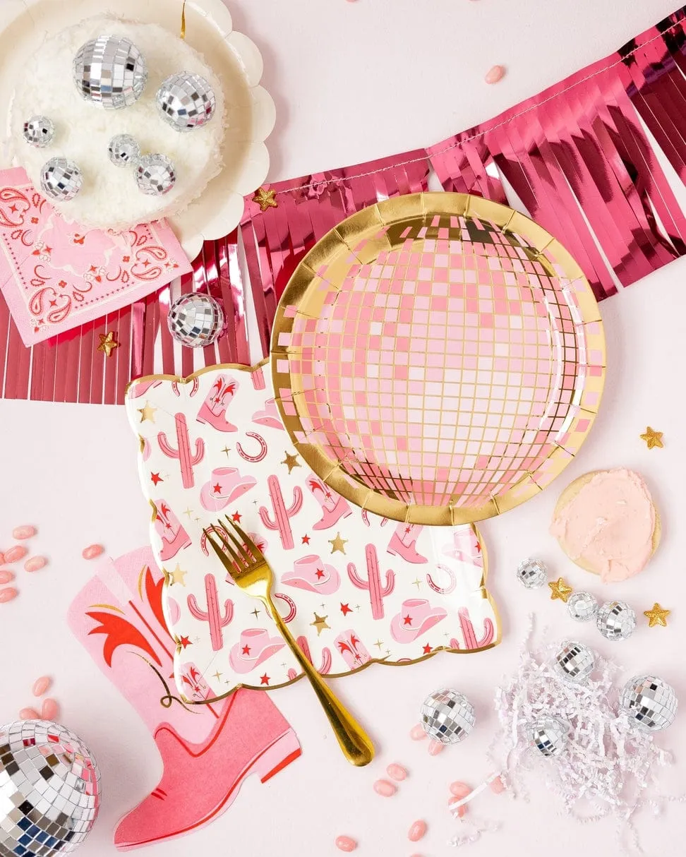 Pink Disco Ball Paper Plates (Set of 8)