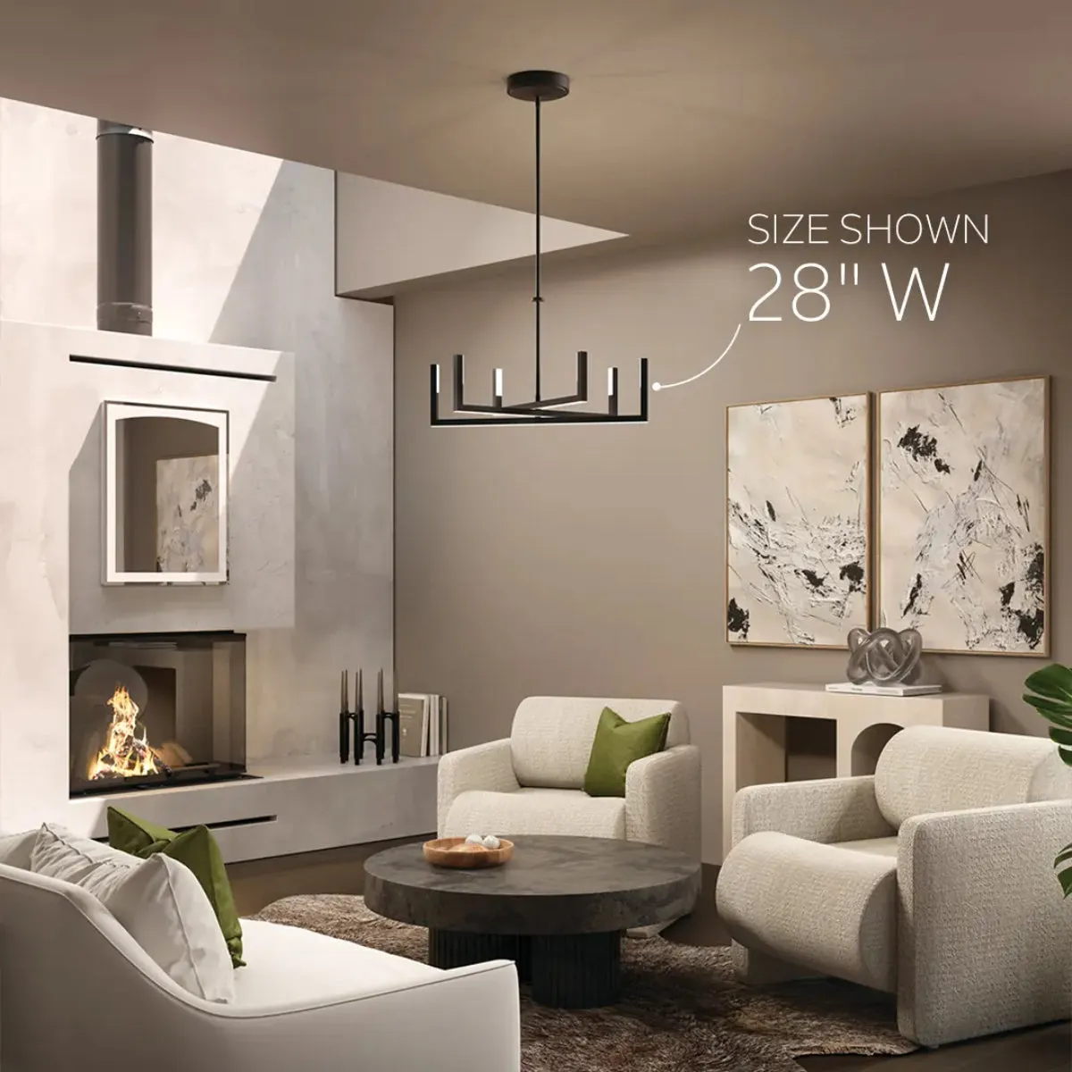 Priam 44 in. 6 Lights Chandelier Matte Black Finish