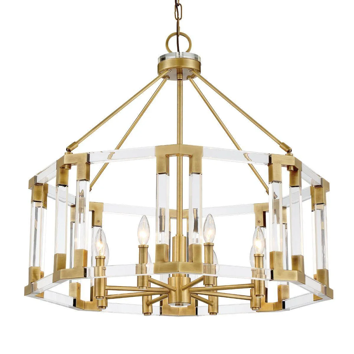 Prima Vista 31 in. 8 Lights Chandelier Antique Brass Finish