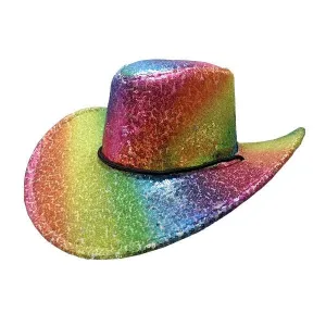 Rainbow Glitter Festival Cowboy/Cowgirl Hat