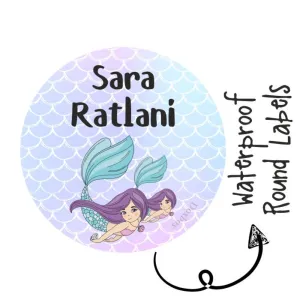 Round Waterproof Labels - Mermaid (70 pcs) (PREPAID ONLY)