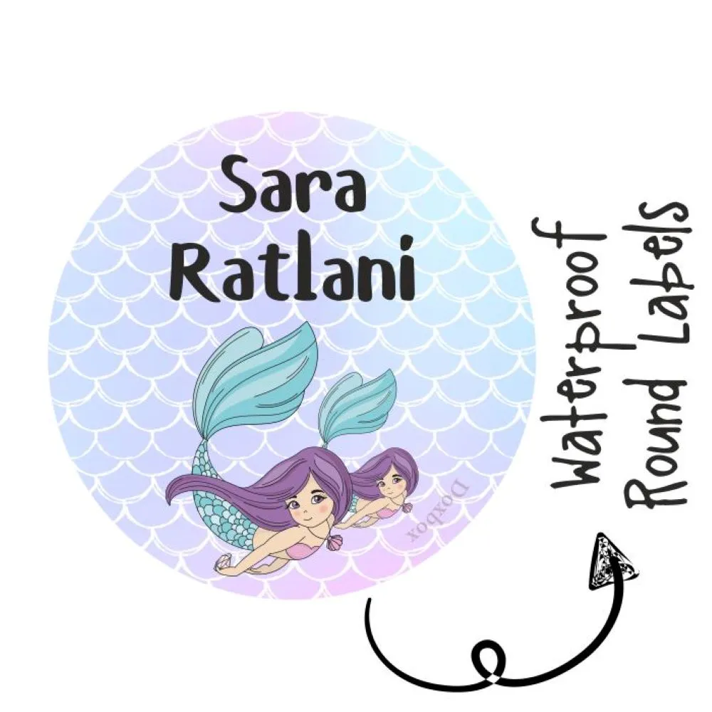 Round Waterproof Labels - Mermaid (70 pcs) (PREPAID ONLY)