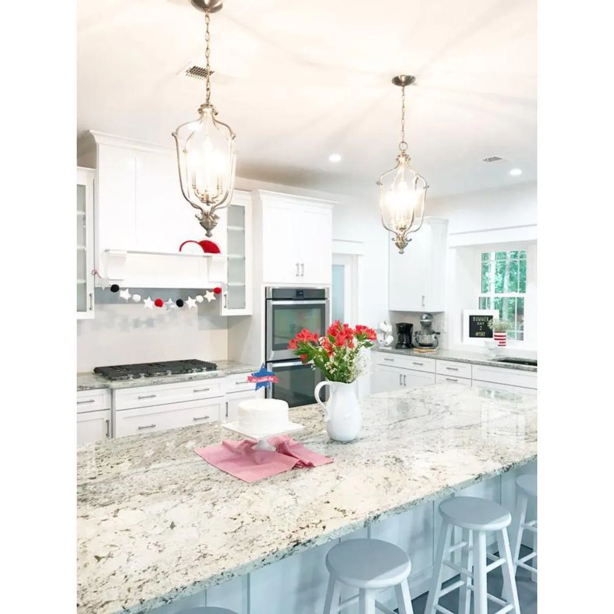 Savannah Row 13 in. 4 Lights Pendant Light Brushed Nickel Finish