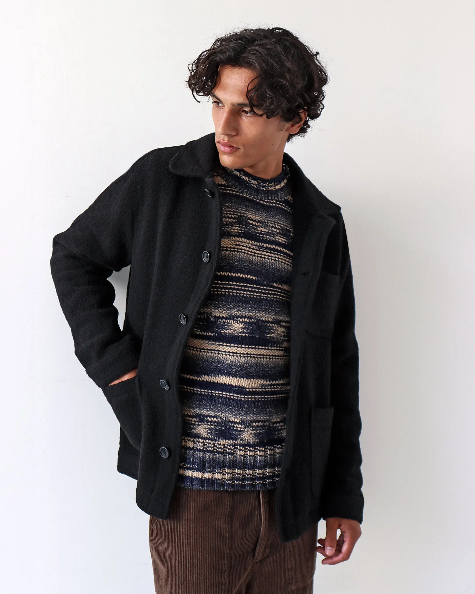 Station Jacket - Black Textured Jacquard