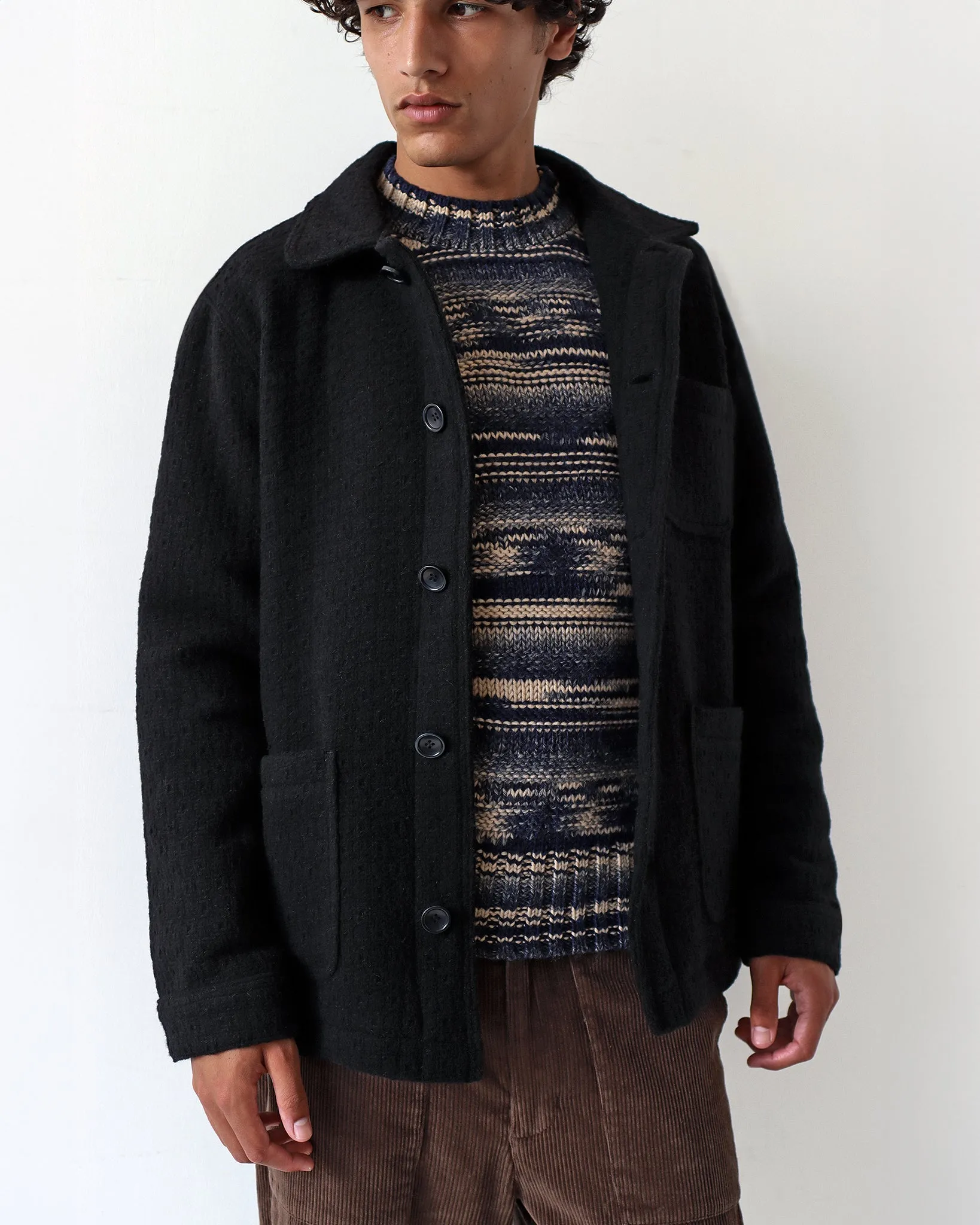 Station Jacket - Black Textured Jacquard