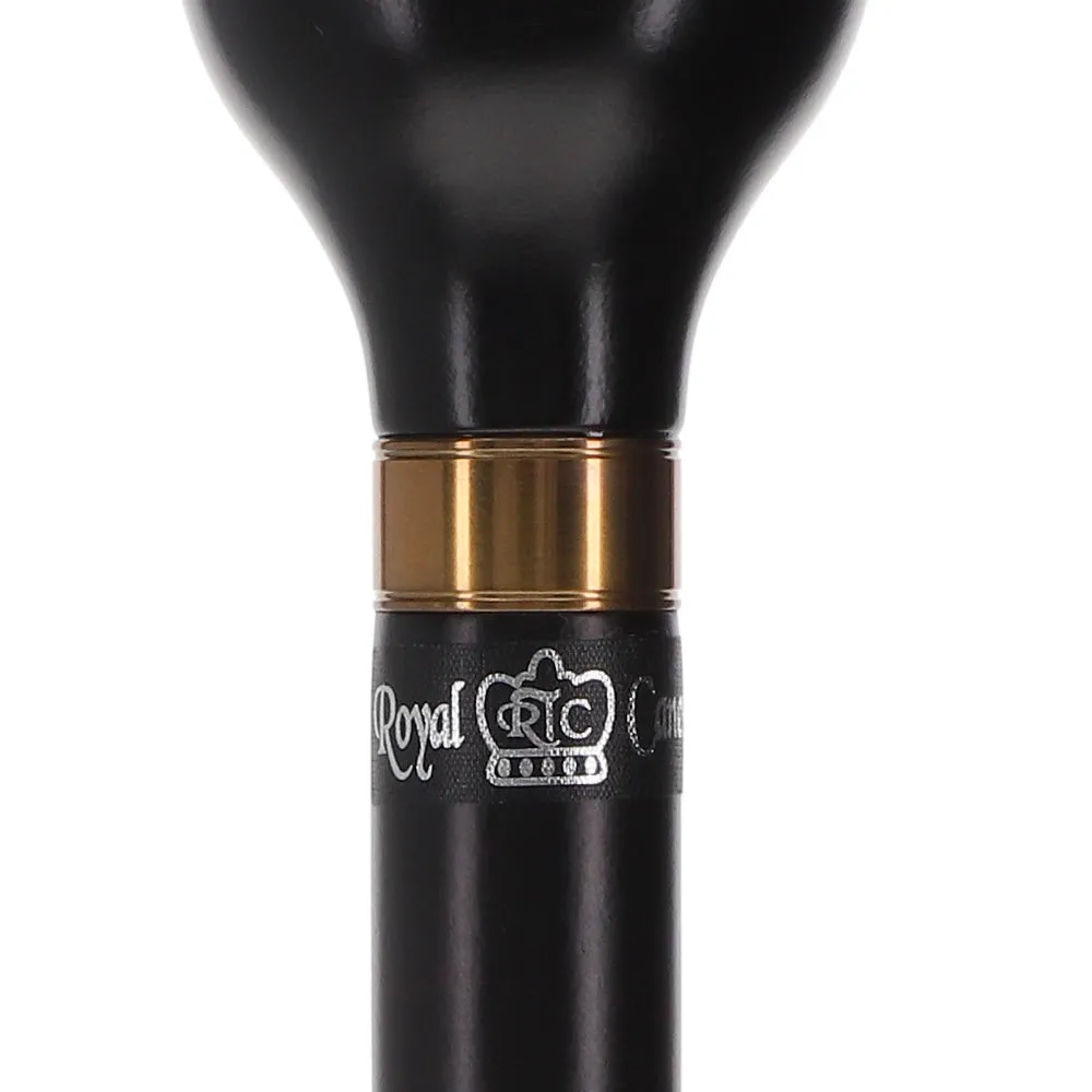 Timeless Black & Gold Elegance Knob Walking Stick