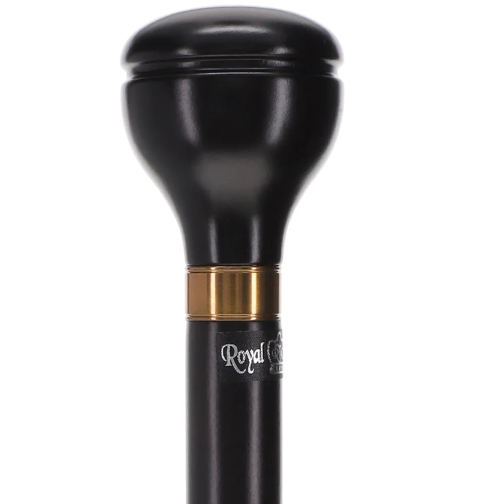 Timeless Black & Gold Elegance Knob Walking Stick