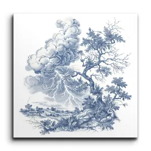 Timeless Blue Elegance: Stormy Landscape Art