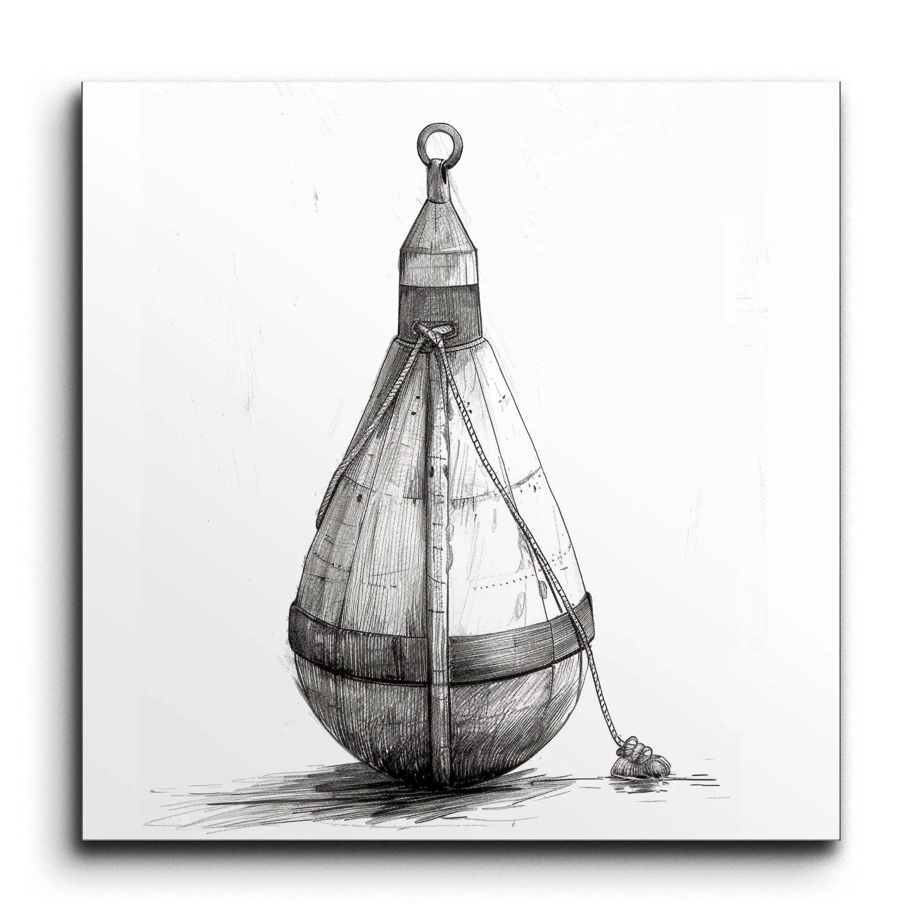 Timeless Elegance: Black & White Buoy Illustration