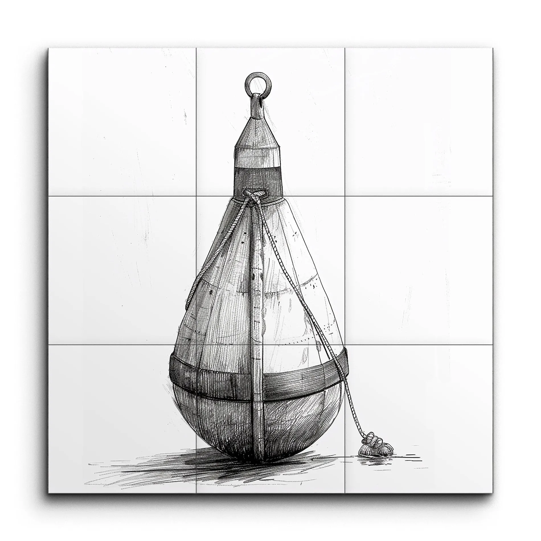 Timeless Elegance: Black & White Buoy Illustration