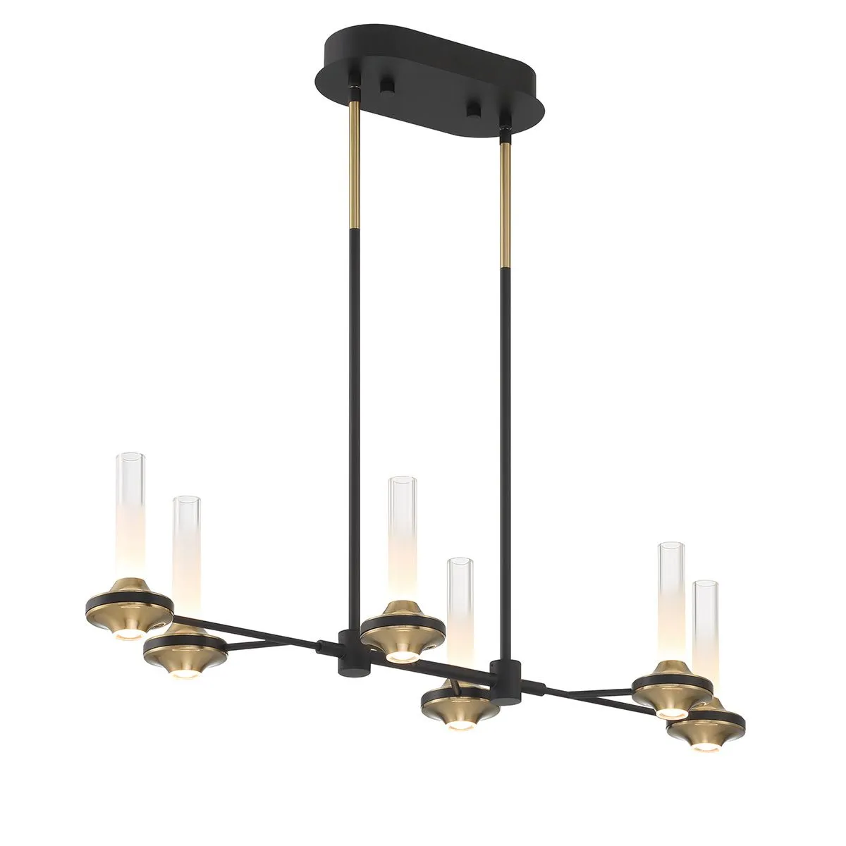 Torcia 12 Lights 32 in. LED Chandelier Black & Gold Finish