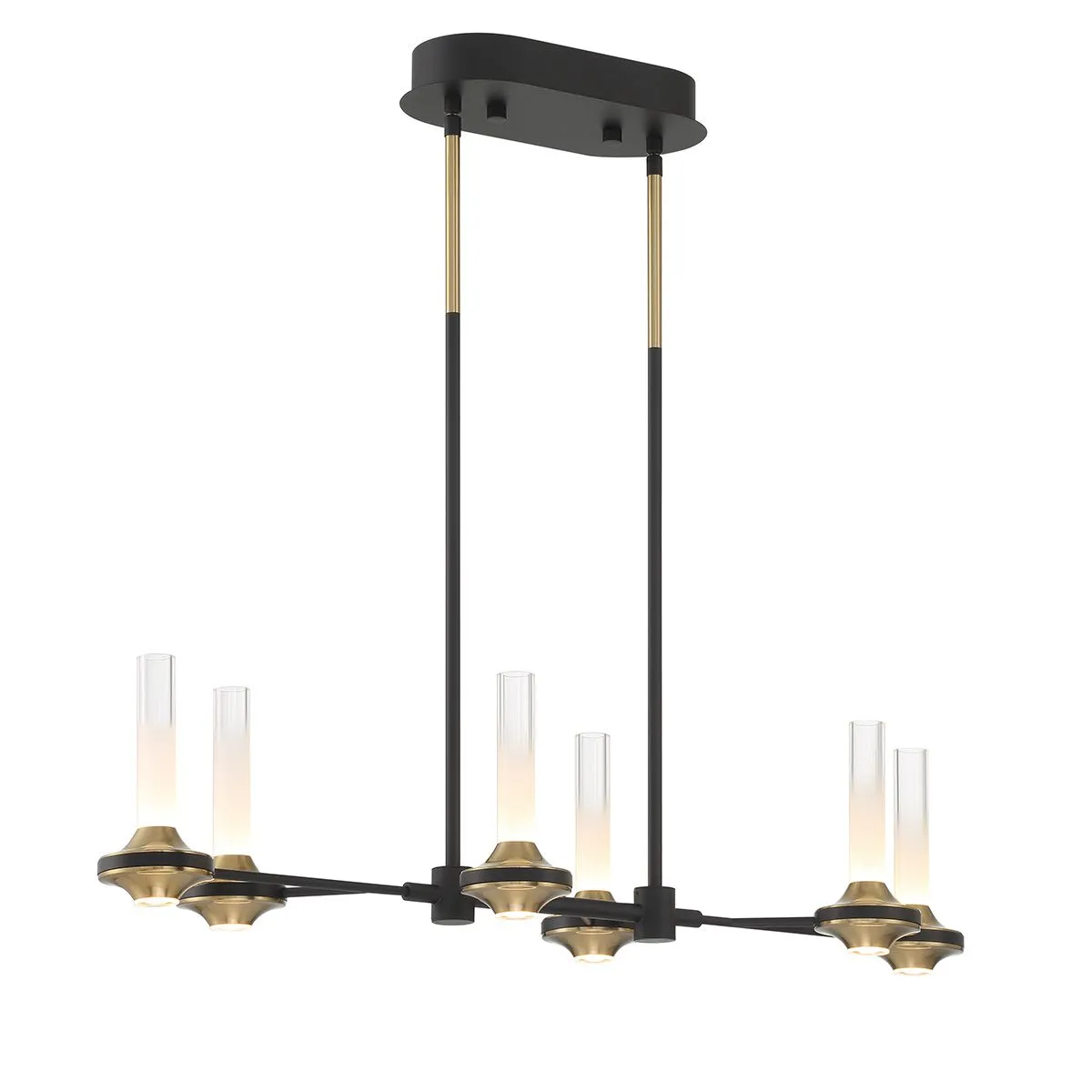 Torcia 12 Lights 32 in. LED Chandelier Black & Gold Finish