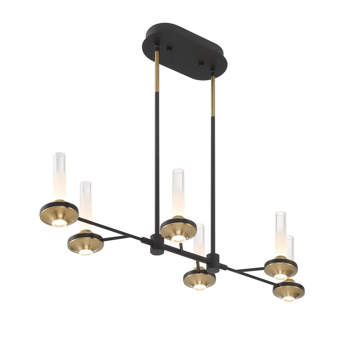 Torcia 12 Lights 32 in. LED Chandelier Black & Gold Finish