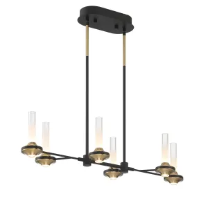 Torcia 12 Lights 32 in. LED Chandelier Black & Gold Finish