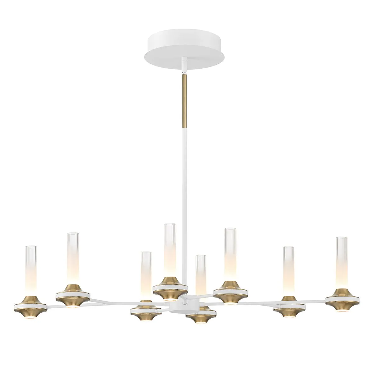 Torcia 16 Lights 36 in. LED Chandelier White & Gold Finish