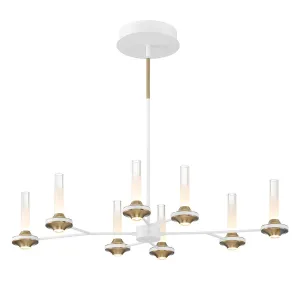 Torcia 16 Lights 36 in. LED Chandelier White & Gold Finish