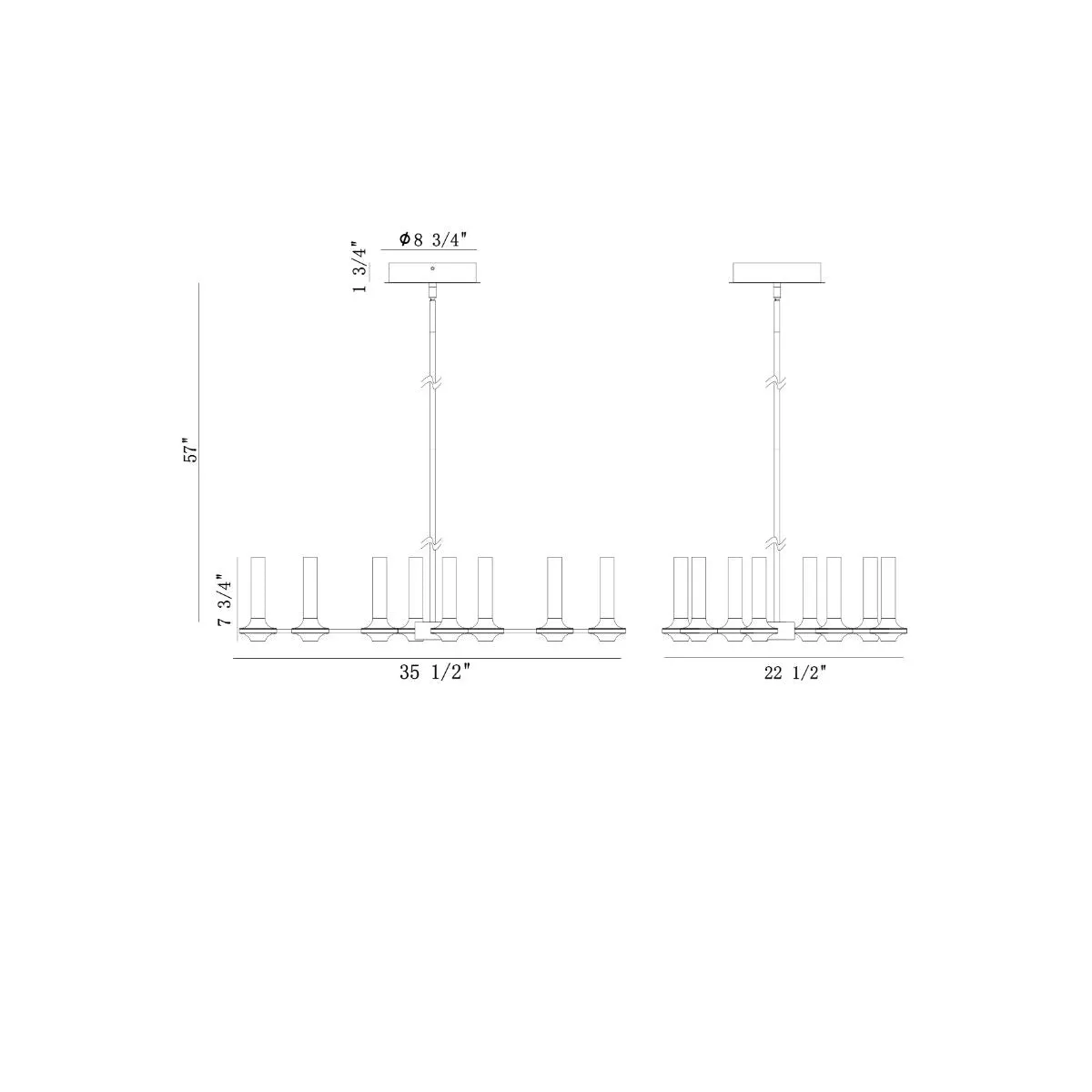 Torcia 16 Lights 36 in. LED Chandelier White & Gold Finish