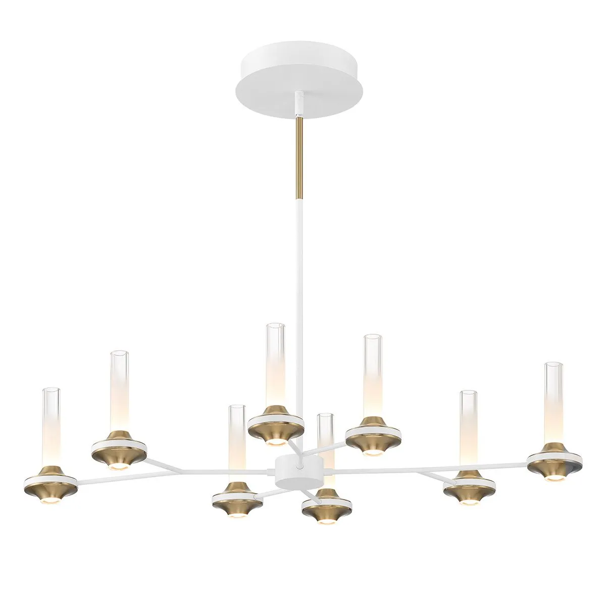 Torcia 16 Lights 36 in. LED Chandelier White & Gold Finish