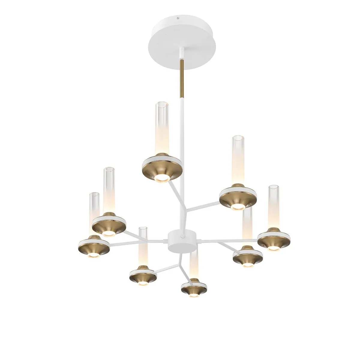 Torcia 16 Lights 36 in. LED Chandelier White & Gold Finish