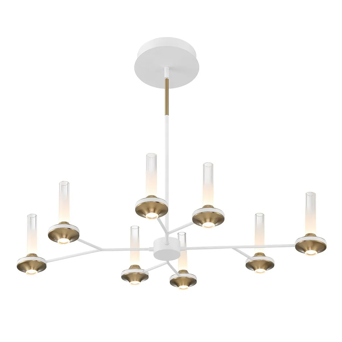 Torcia 16 Lights 36 in. LED Chandelier White & Gold Finish