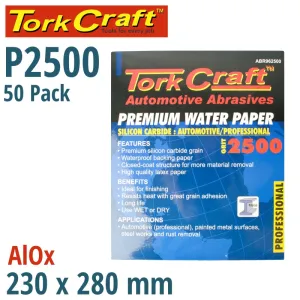 TORK CRAFT PREMIUM WATERPROOF PAPER  2500 GRIT 230  X 280 (50 PIECE) AUTOMOTIVE ABR962500