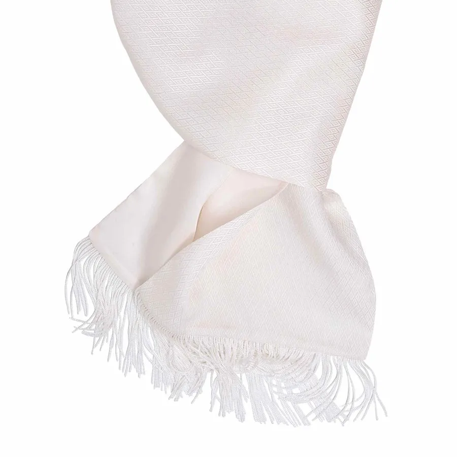 WHITE DIAMONDS PATTERN SILK SCARF