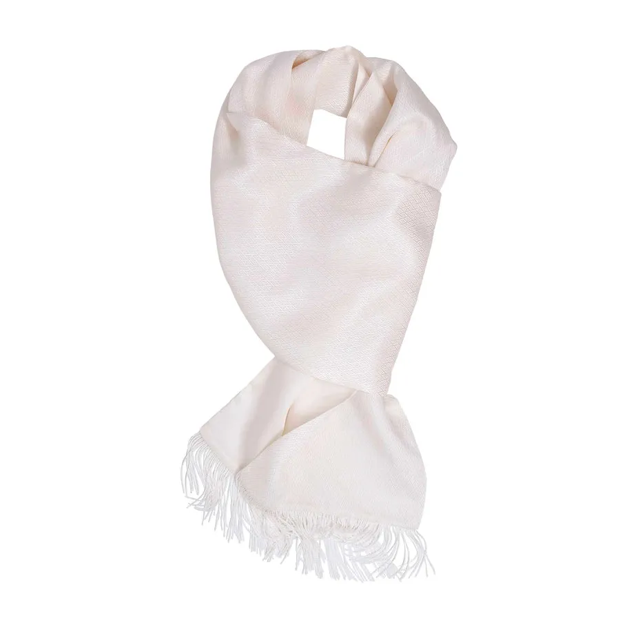 WHITE DIAMONDS PATTERN SILK SCARF