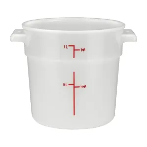 Winco PPRC-1W 1Qt White Round Storage Container