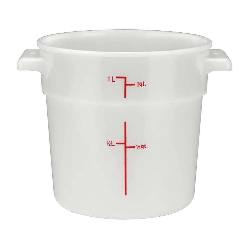 Winco PPRC-1W 1Qt White Round Storage Container